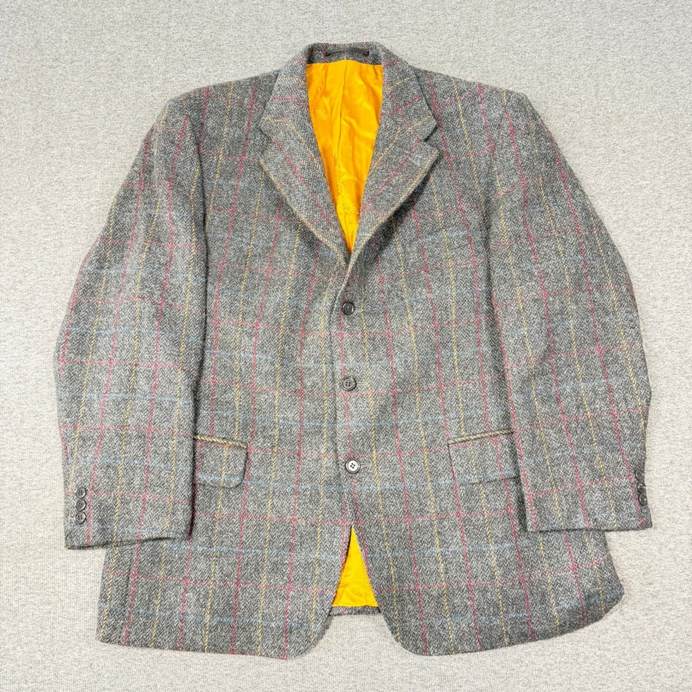 Magee Donegal Dew Handwoven Tweed Blazer Grey Wool Mohair Cashmere Ireland 46R